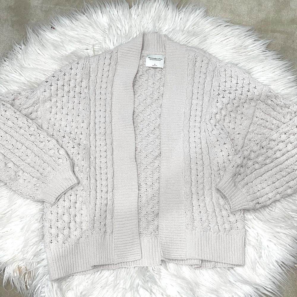 Abercrombie & Fitch soft AF collection open knit cardigan cream Small